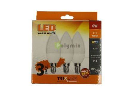 TRIXLINE 6W-E14 gyertya LED izz 2700K 3db/csomag