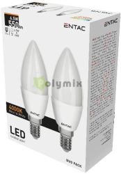  Entac LED Candle E14 6,5W NW 4000K Duo Pack
